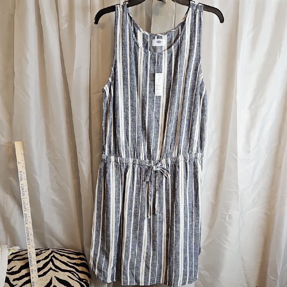 Old Navy Navy and White Striped Mini Dress Sz L
